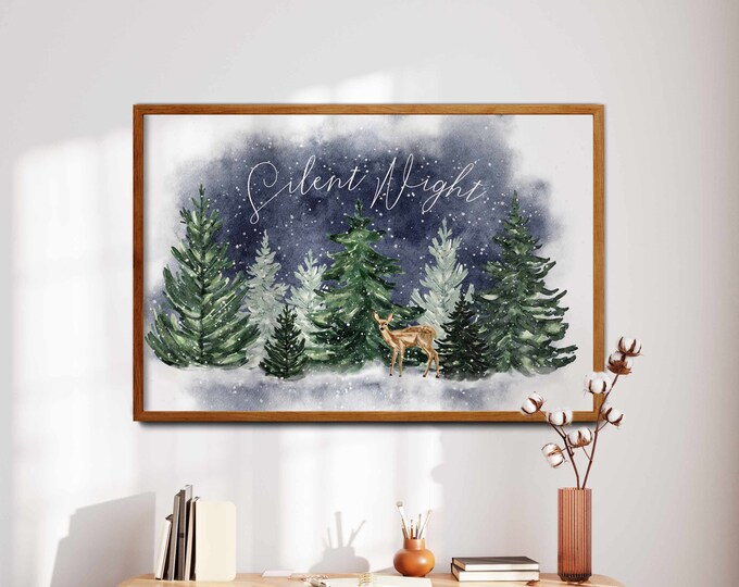 Silent Night' by Billy Jacobs Ready to Hang Holiday Framed Print, White Frame