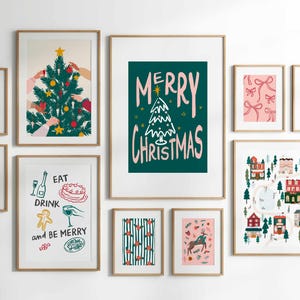 クリスマス ウォール アート プリント 15 枚セット、メガ バンドル ホリデー ウォール アート、クリスマス ウォール デコレーション、クリスマス ツリー ウォール アート、印刷可能なウォール アート