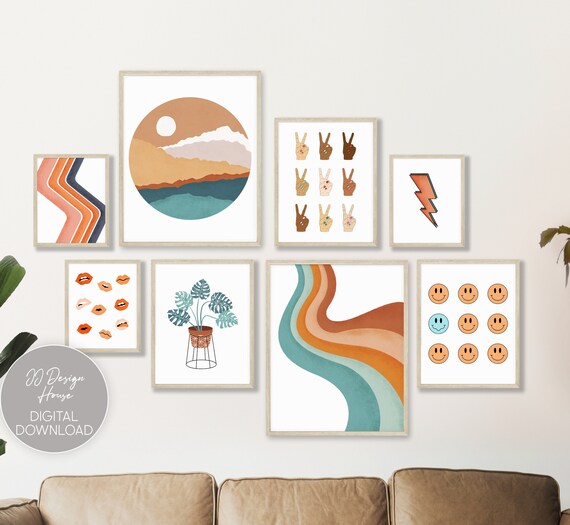 Kleurrijke Wall Art Gallery Wall Set Retro Prints Wall Art