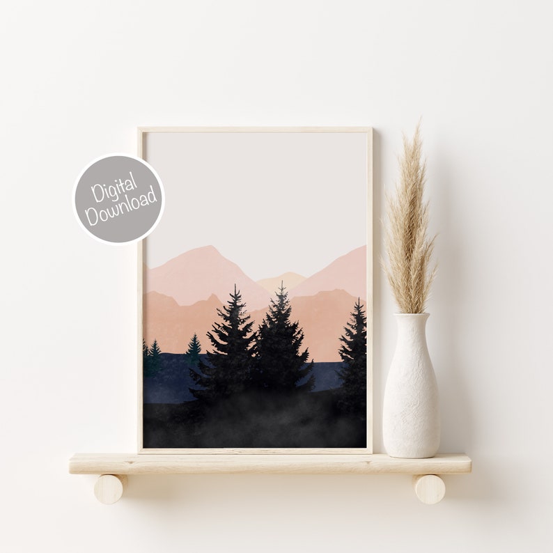 Mountain Wall Art Gallery Wall Set, 3 Piece Wall Art, Watercolor Mountain Print, Landscape Print Set, Modern Home Decor, Printable Triptych image 10