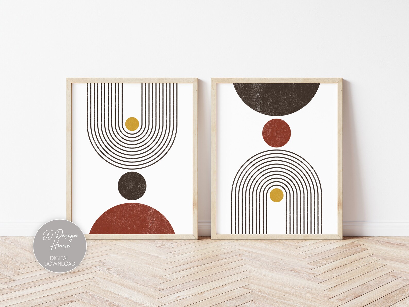 Art mural d'accent moderne du milieu du siècle | lot de 3 tirages d'art mural
