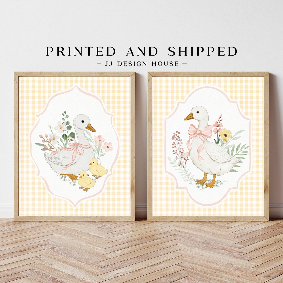 Goose Nursery Art Set of 2, Cottagecore Goose Wall Art, Baby Girl Room ...