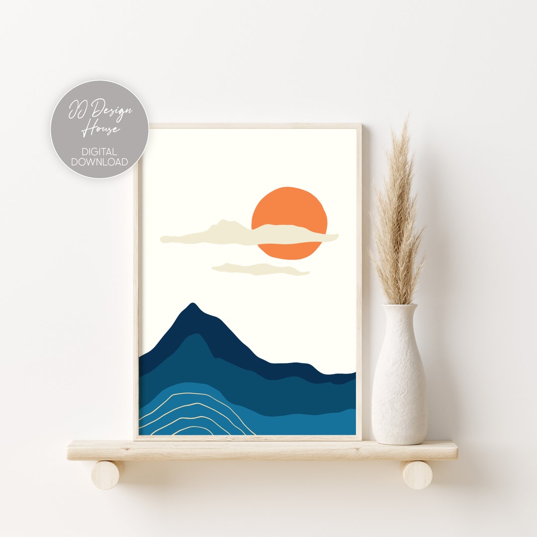 Mid Century Modern Art Printable, Above Bed Art, Above Bed Decor ...