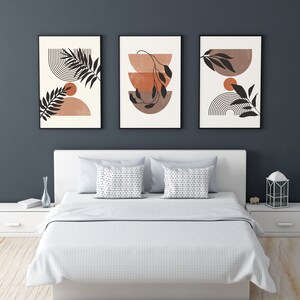 Mid Century Modern Art Print Set of 3 Neutral Geometric Wall - Etsy