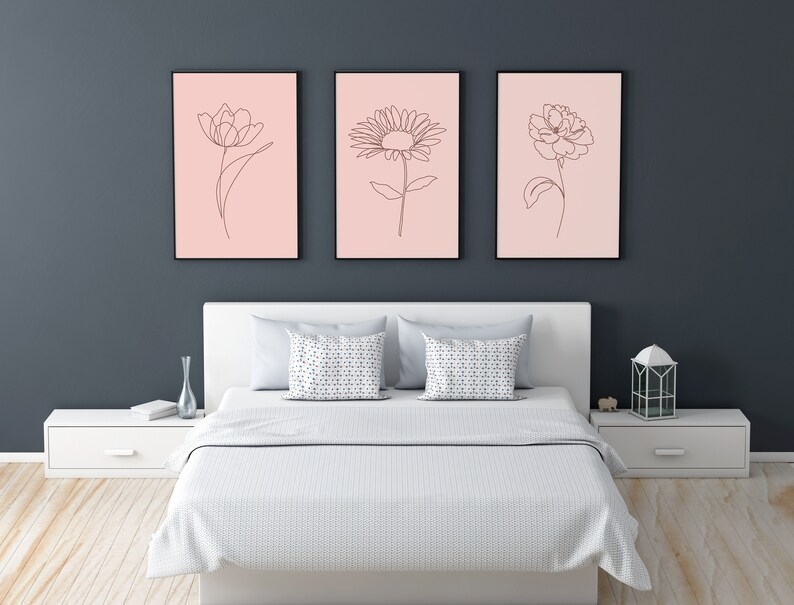 Pink Wall Decor Light Pink Wall Art Girly Wall Art Above Etsy