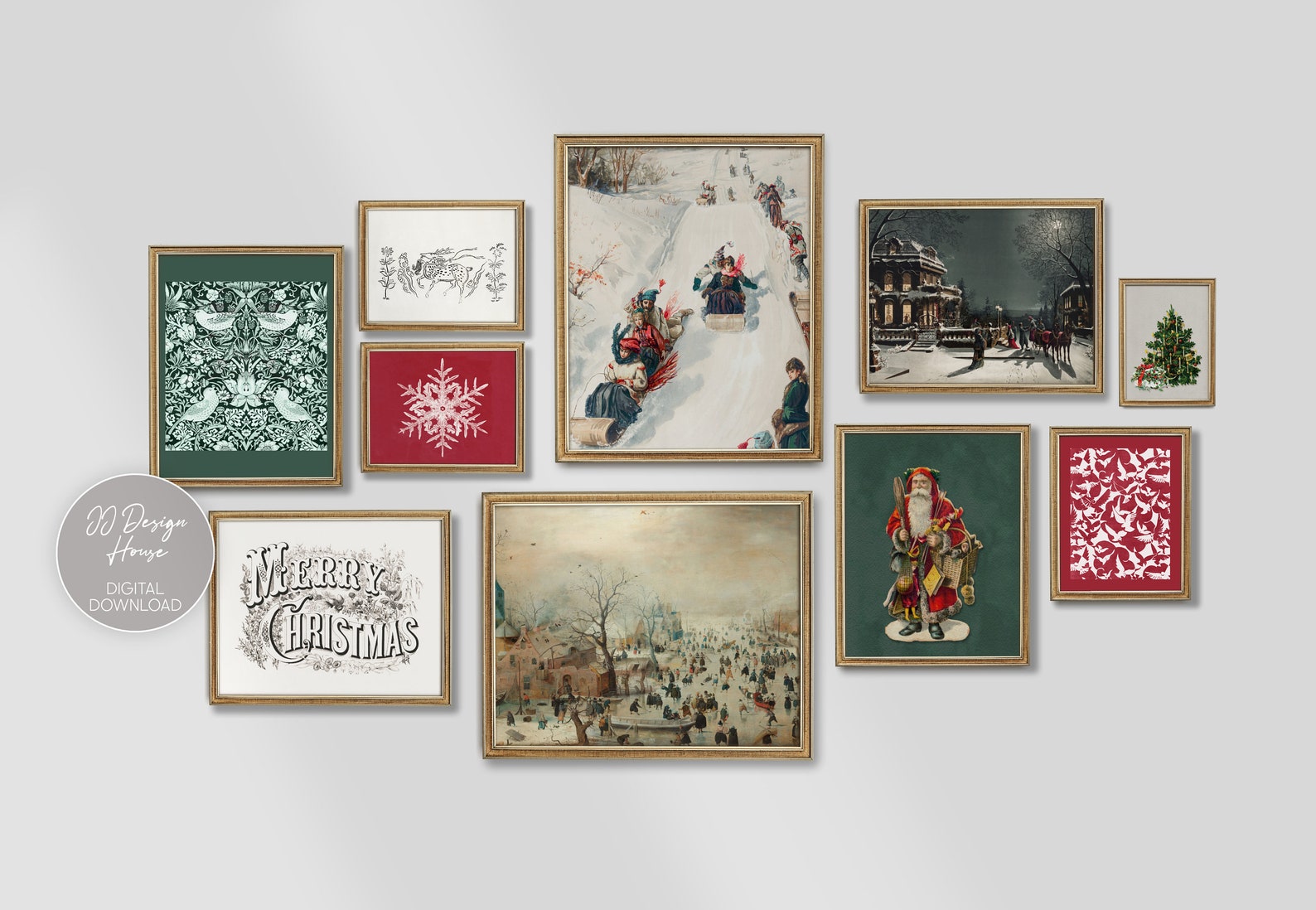 Vintage Christmas Decor Christmas Wall Art Printable Retro - Etsy