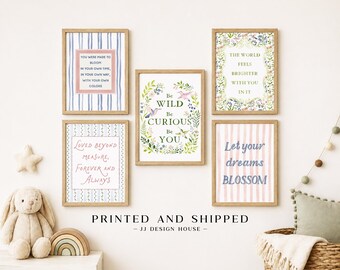 Baby Girl Nursery Wall Art Set, Pink Floral Inspirational Prints, Gallery Wall Decor, PRINTED ART