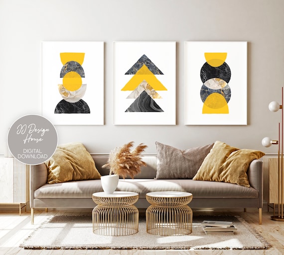 Mustard Yellow Wall Decor Yellow Wall Art Living Room - Etsy