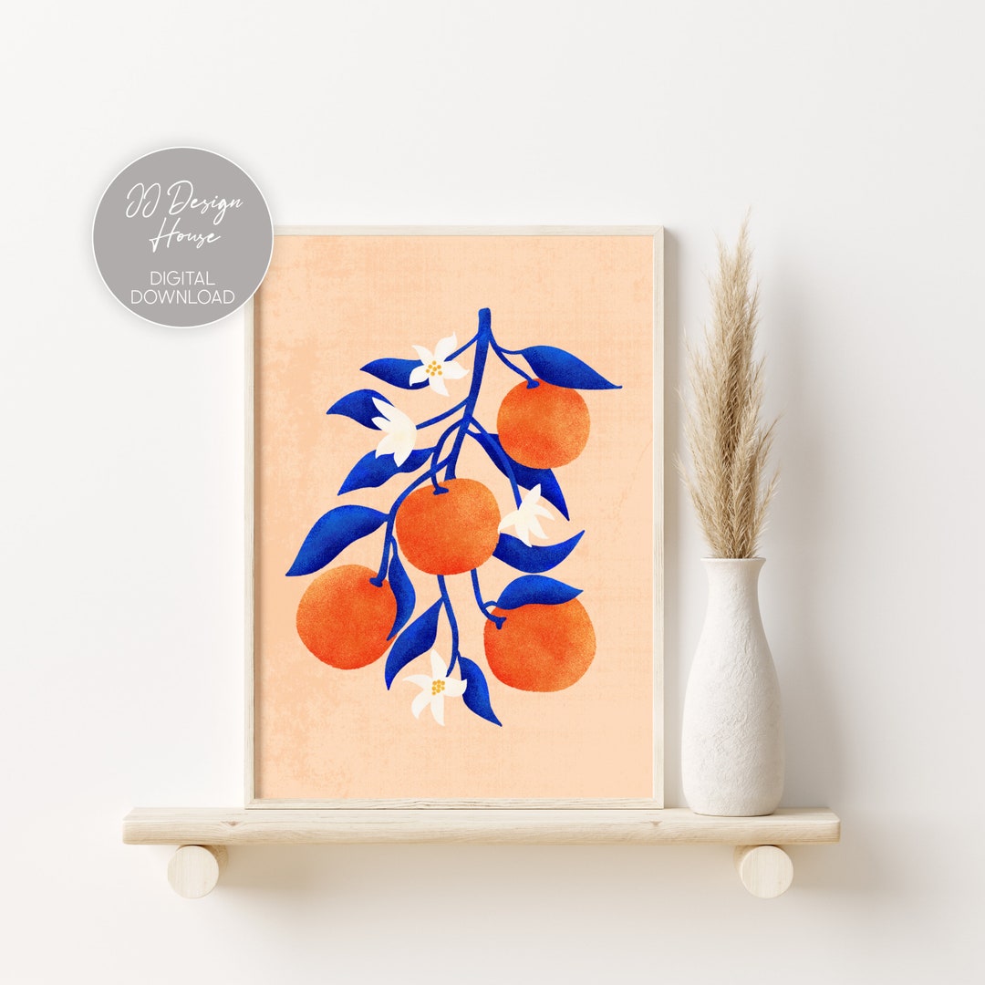 Orange Print Citrus Wall Art Fruit Art Kitchen Decor Etsy