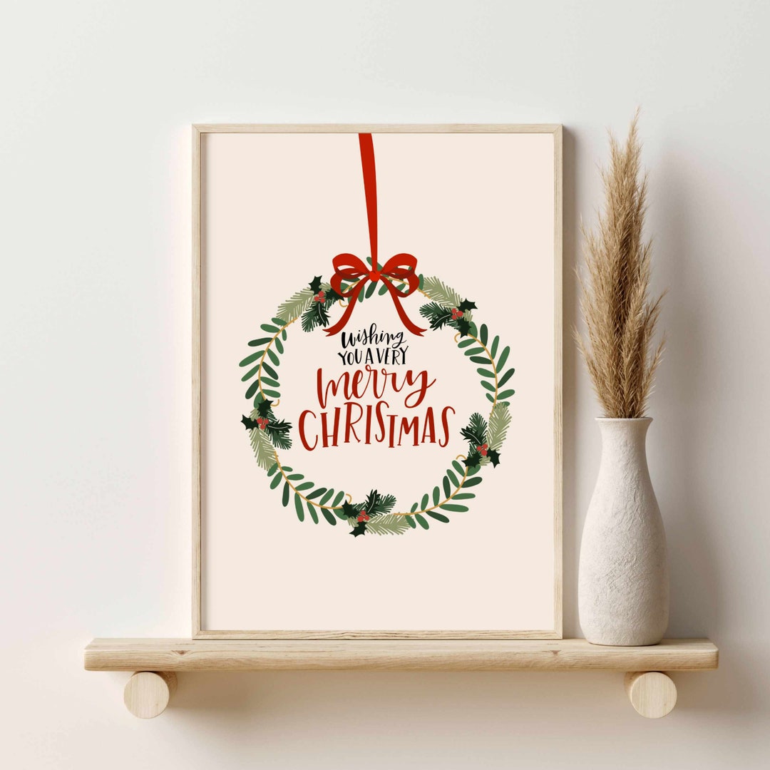 Christmas Print, Merry Christmas Printable Art, Colorful Christmas