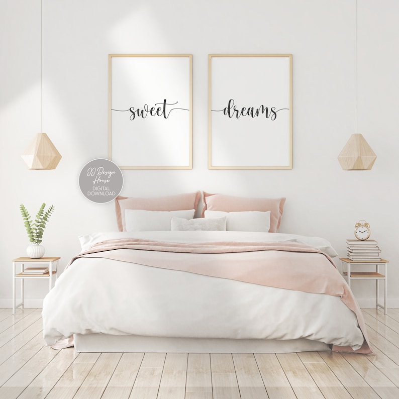 Sweet Dreams Printable, Bedroom Decor, Quote Prints Set of 2 ...