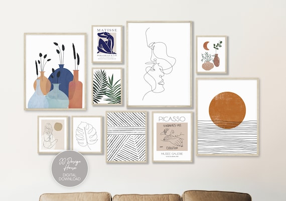 Minimalist Gallery Wall Set of 10 Prints, Blue Orange Art Print Bundle,  Matisse Poster, Picasso Print, Modern Home Decor, Neutral Wall Art - Etsy  Norway