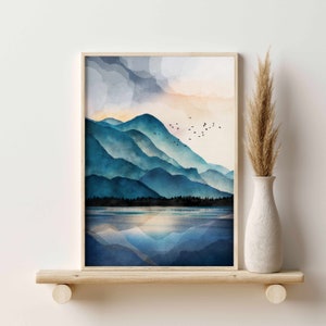 3 Piece Wall Art Abstract Mountain Wall Art, Landscape Print Set Gallery Wall Set, Watercolor Mountain Print, Modern Home Decor image 8