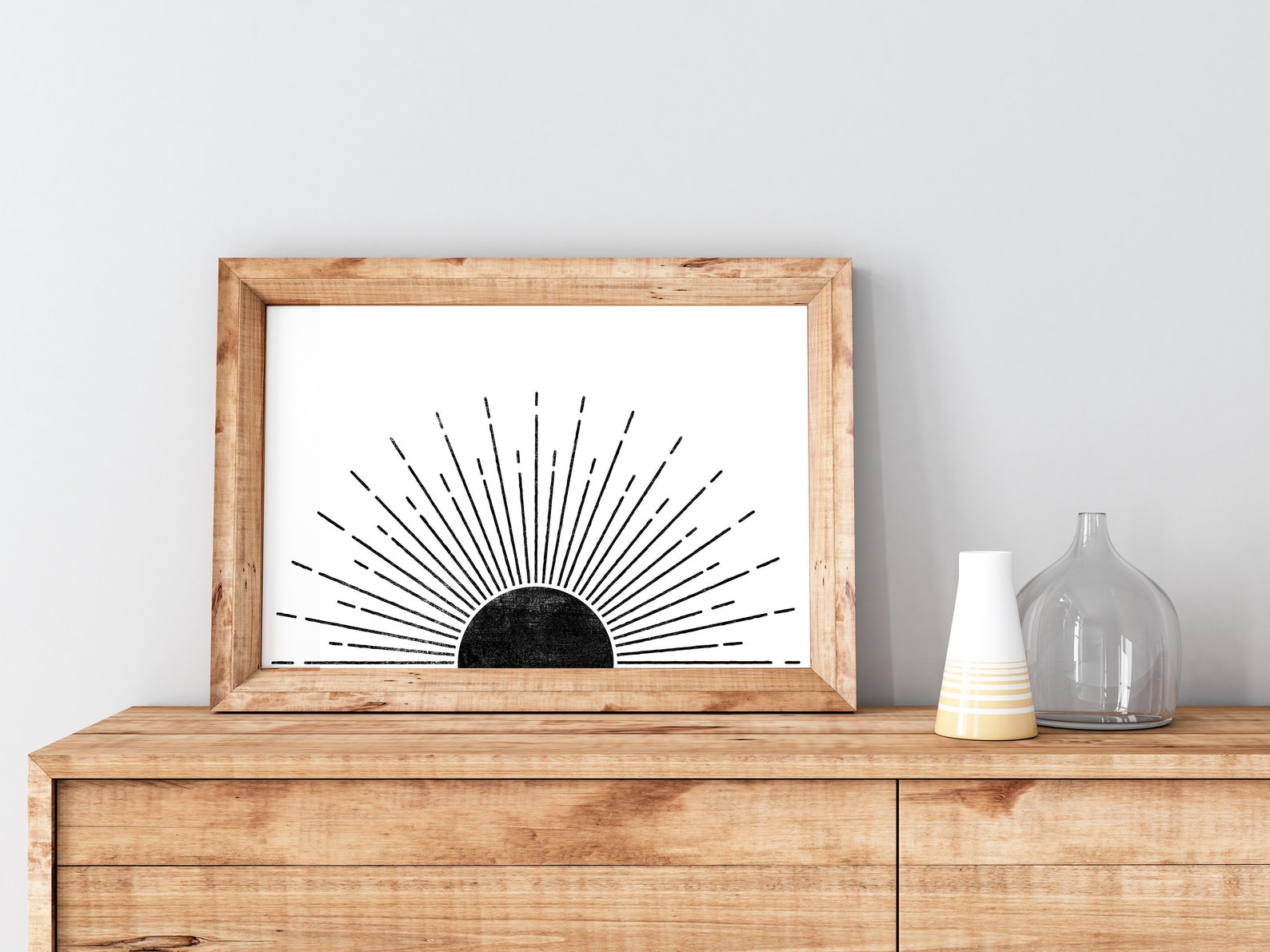 PRINTABLE Black Sun Wall Art Boho Sun Print Wall Decor Etsy