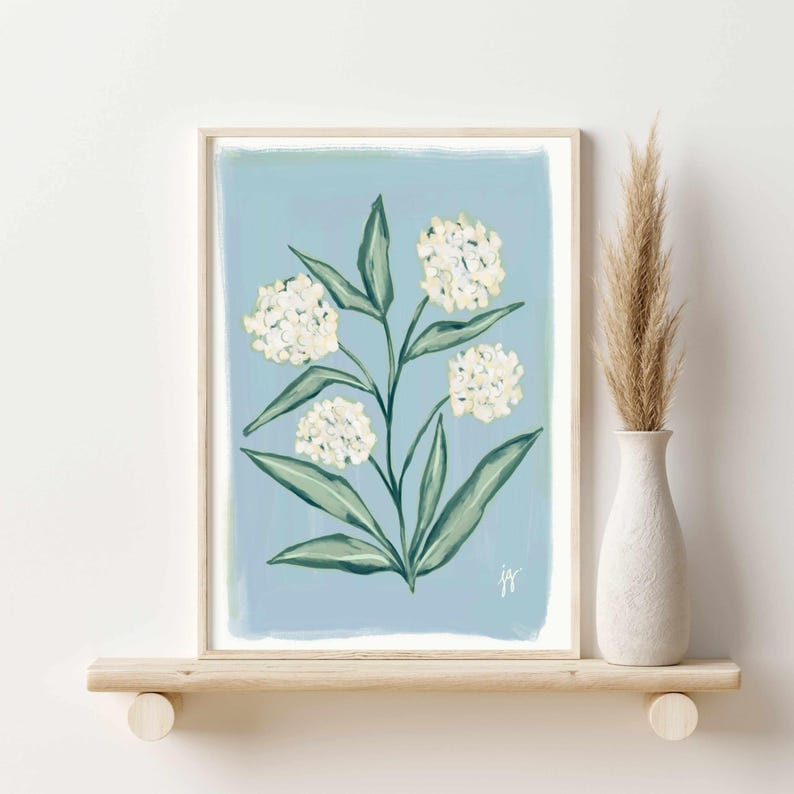 Set of 4 Floral Botanical Art Prints, Cottagecore Wall Decor, Girls Room Art 1 Print - Design 3