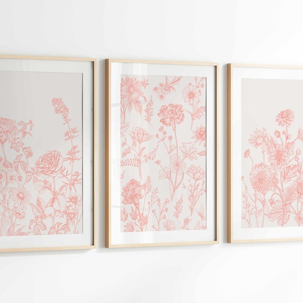 3 Piece Wall Art Pink - Etsy