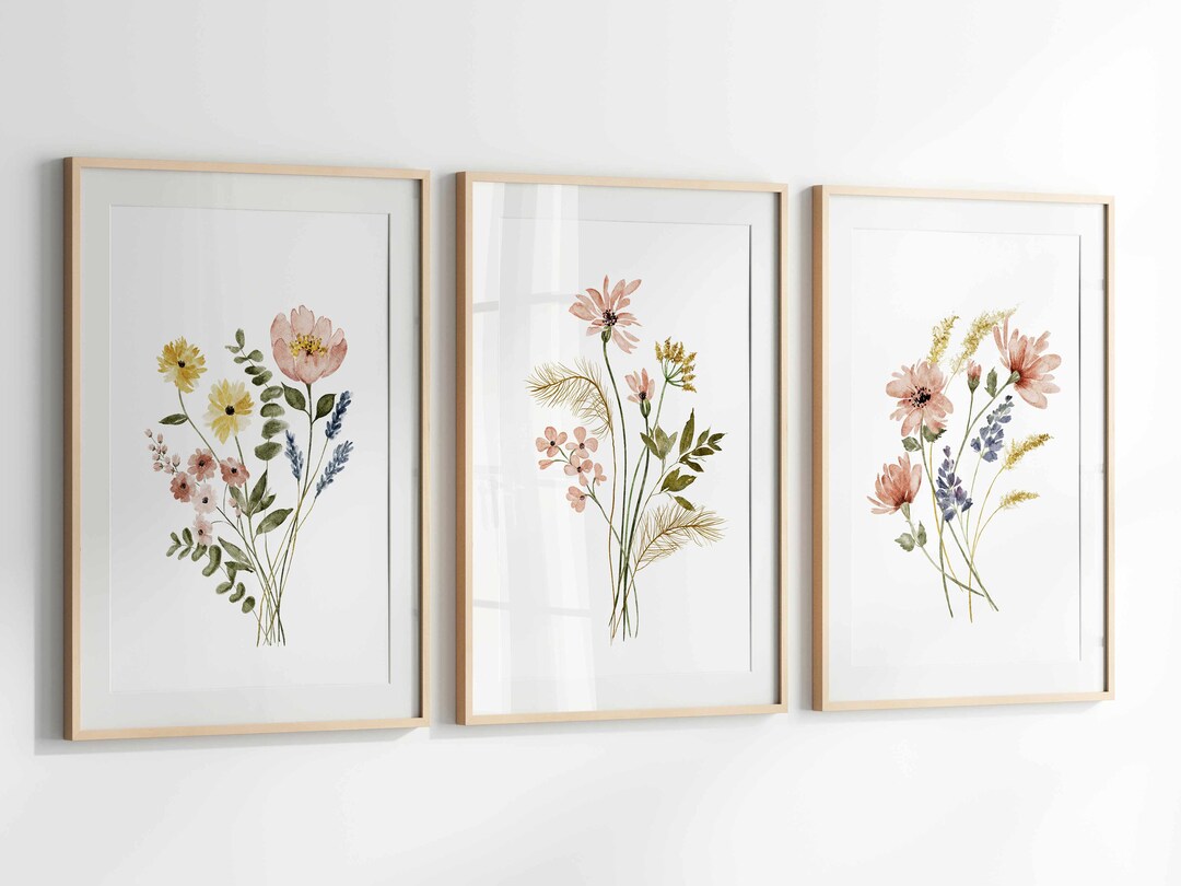 Flower Wall Art, Watercolor Botanical Prints Set, Watercolor Print ...