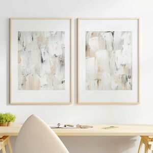 Neutrale muurkunst schilderijafdrukken, neutrale muurdecoratie 2-delige muurkunst, grote muurkunst abstracte prints, afdrukbare muurkunst afbeelding 9