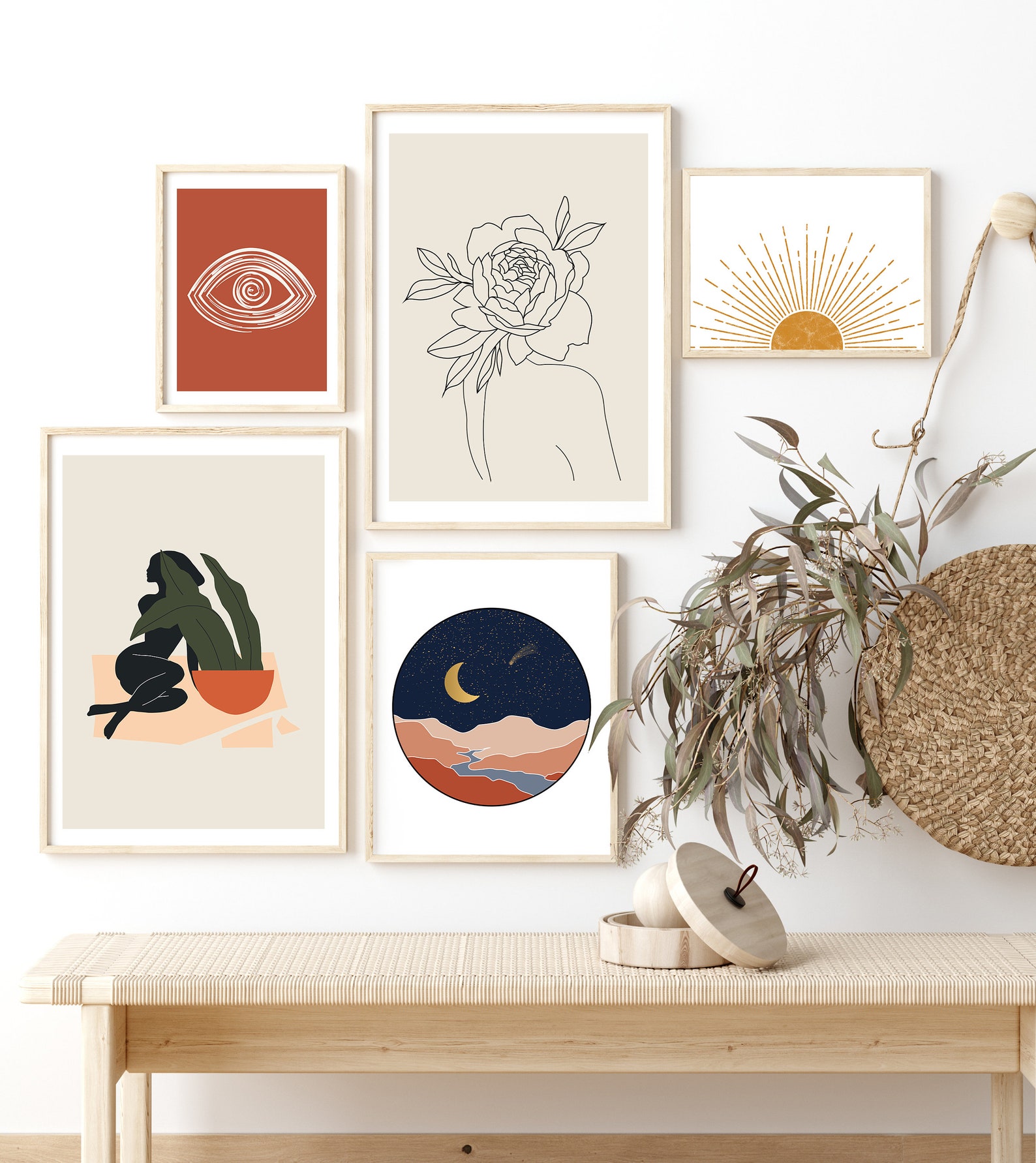 DIGITAL Boho Art Print Living Room Wall Art Print Bohemian - Etsy