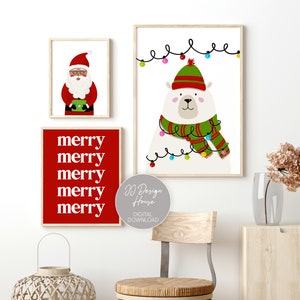 Holiday Nursery Christmas Set of 3 Wall Prints