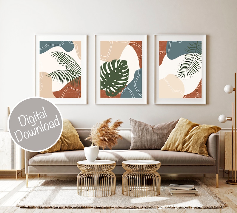 Wall Decor Living Room Abstract Gallery Wall Set Modern Home Etsy