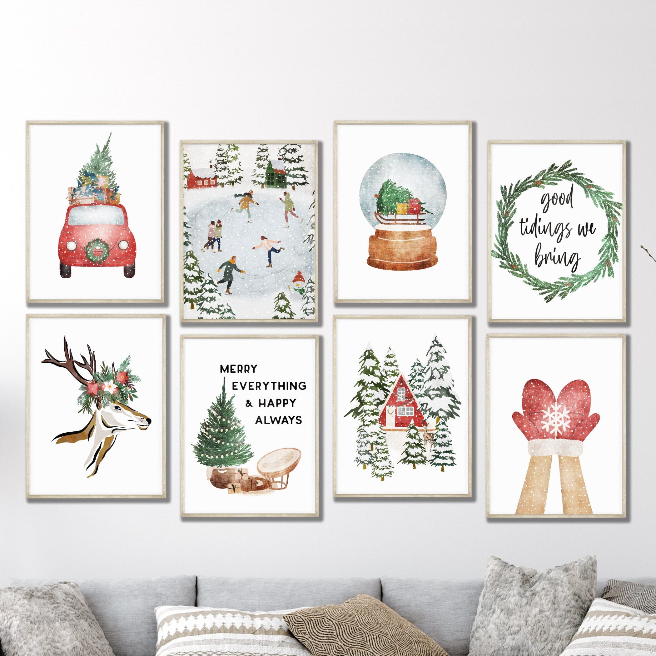 Printable Christmas Art, Gallery Wall Set of 8, Christmas Wall Art  Downloadable Prints, Christmas Prints Digital Download - Etsy, image size:2100x2100