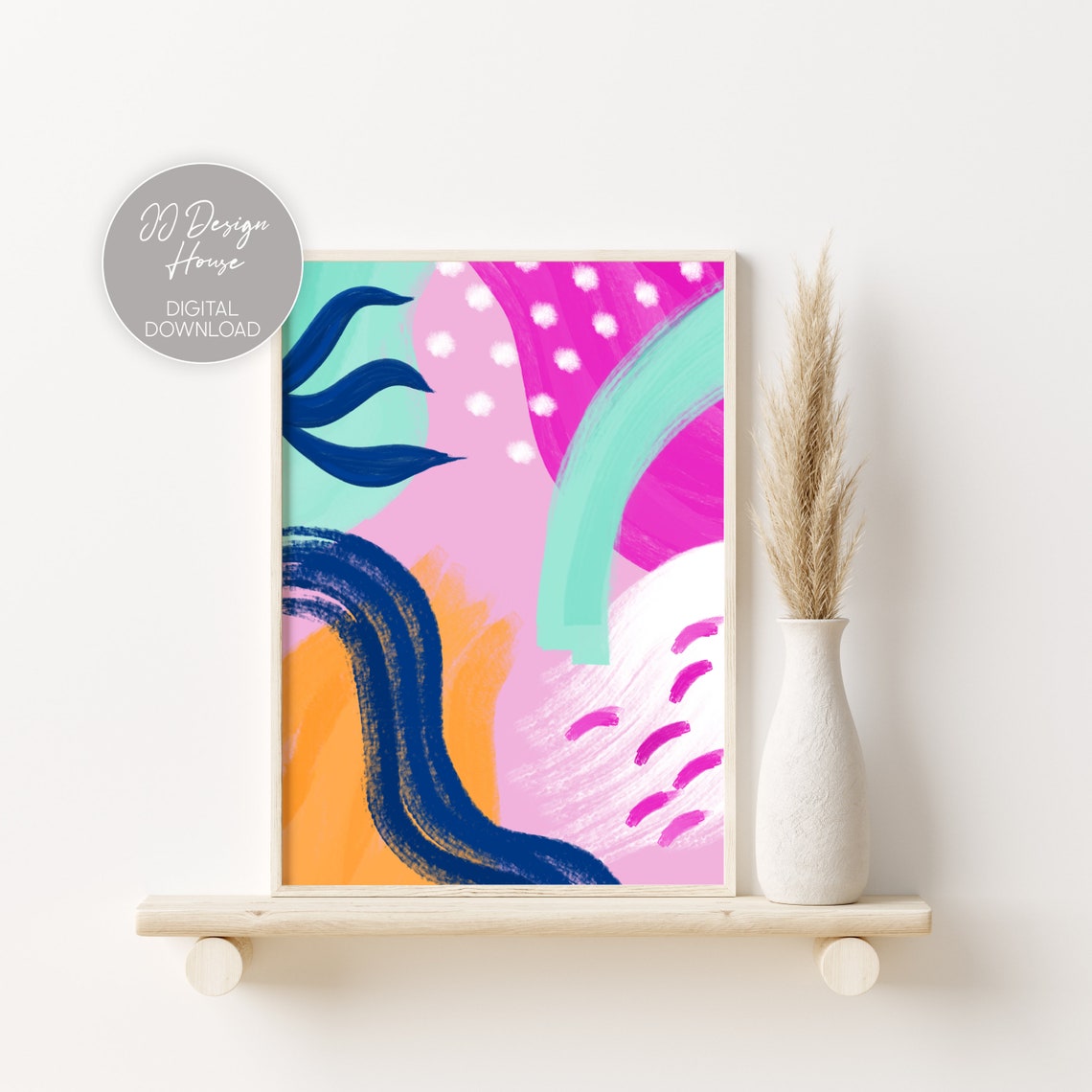 Pink Wall Art Set of 3 Prints Printable Wall Art Abstract Etsy
