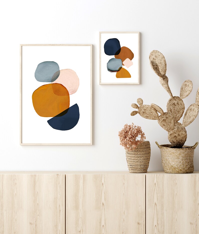 Modern Wall Art Bedroom Decor Abstract Prints Shapes Wall | Etsy