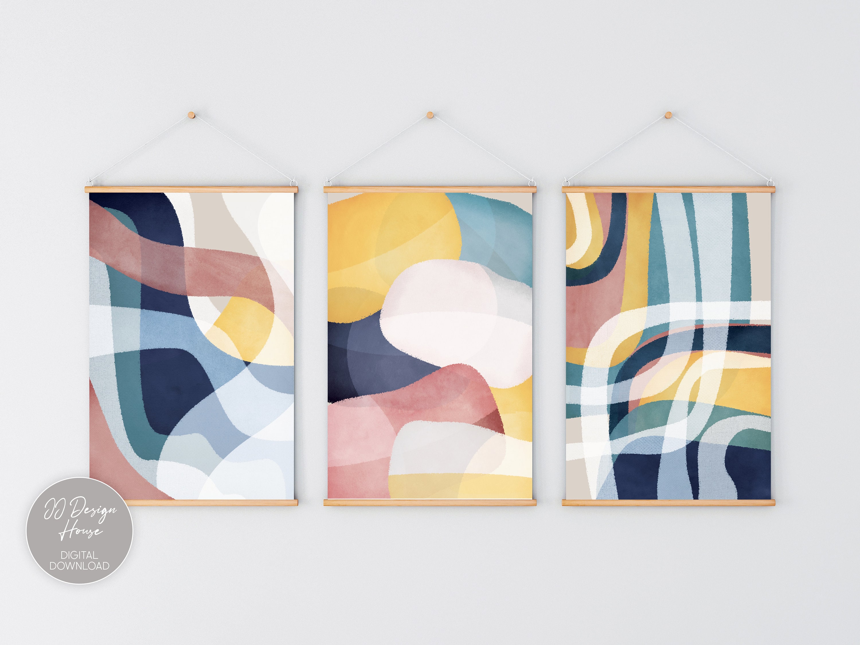 Set of 3 Prints Abstract Wall Art Set of 3 Colorful Wall | Etsy