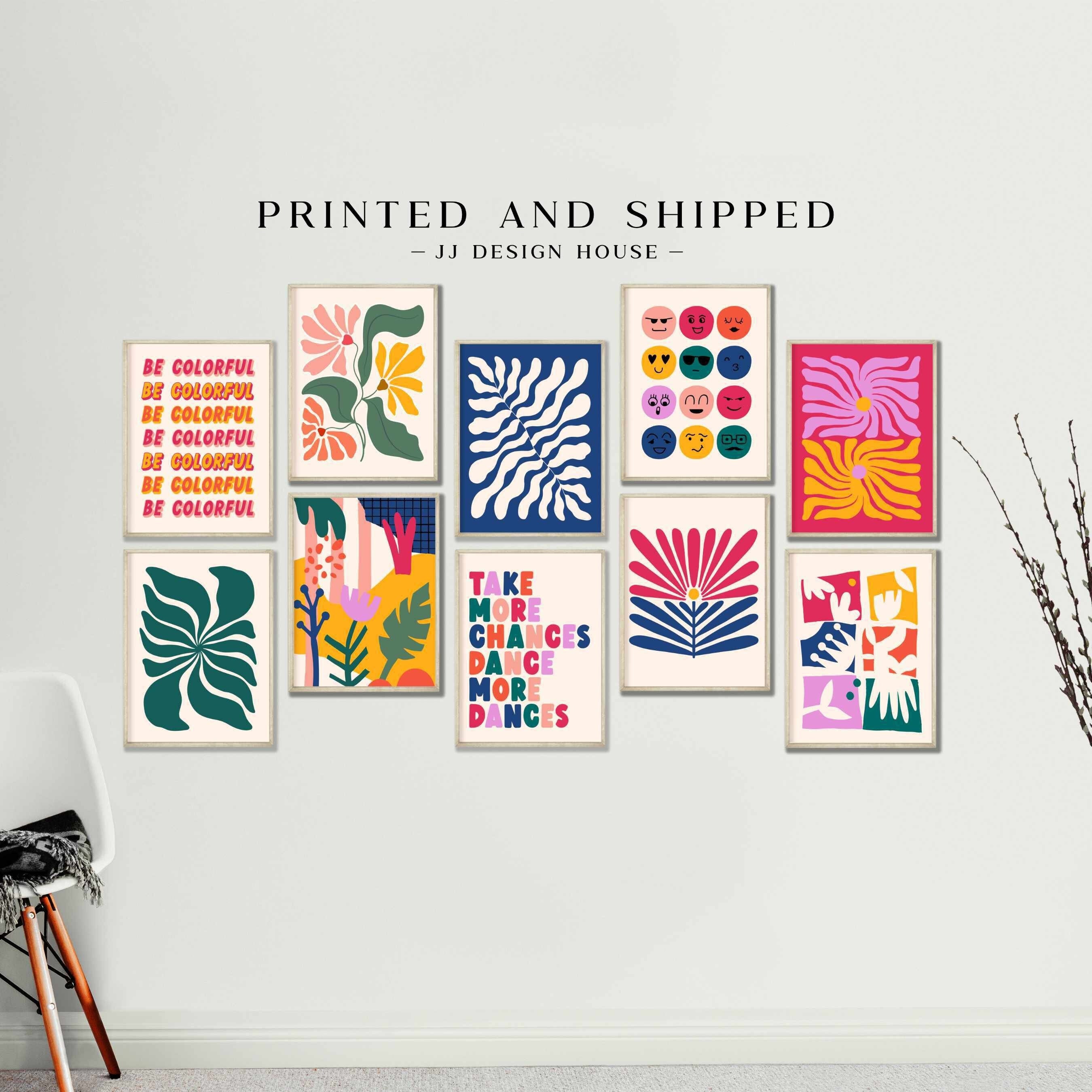 Printed Art Eclectic Gallery Wall Colorful Prints, Maximalist Wall Art, Abstract Art Prints Colorful Wall Art, Dorm Decor