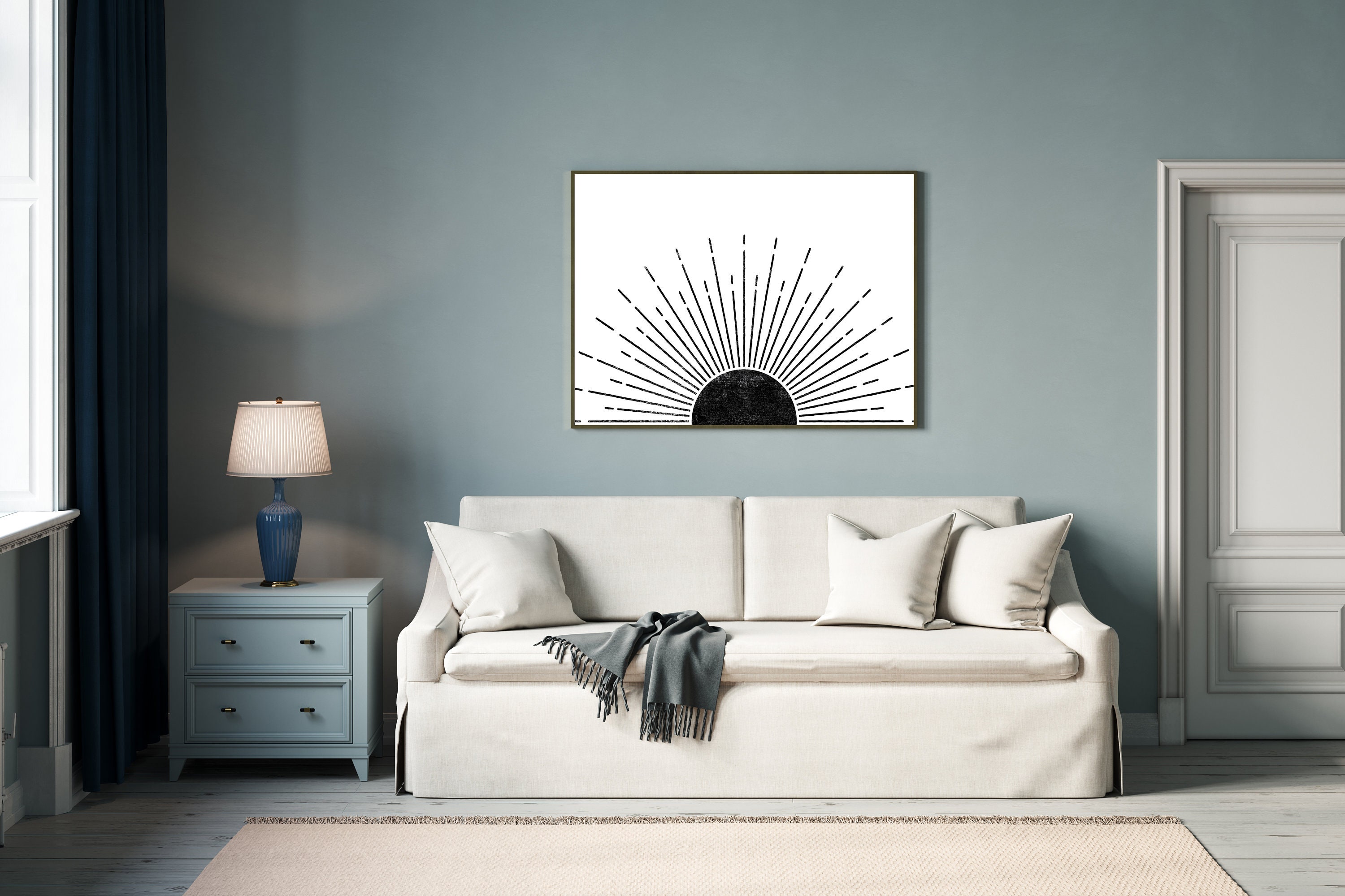 PRINTABLE Black Sun Wall Art Boho Sun Print Wall Decor Etsy Canada
