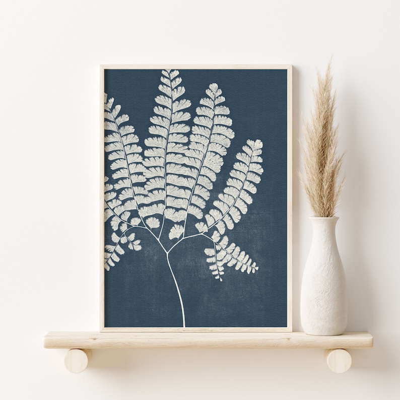 Navy Blue Wall Art Prints Botanical Prints Minimalist Wall Etsy