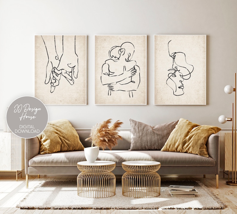 Couple Line Art Couple Drawing Above Bed Art Couples Gift - Etsy