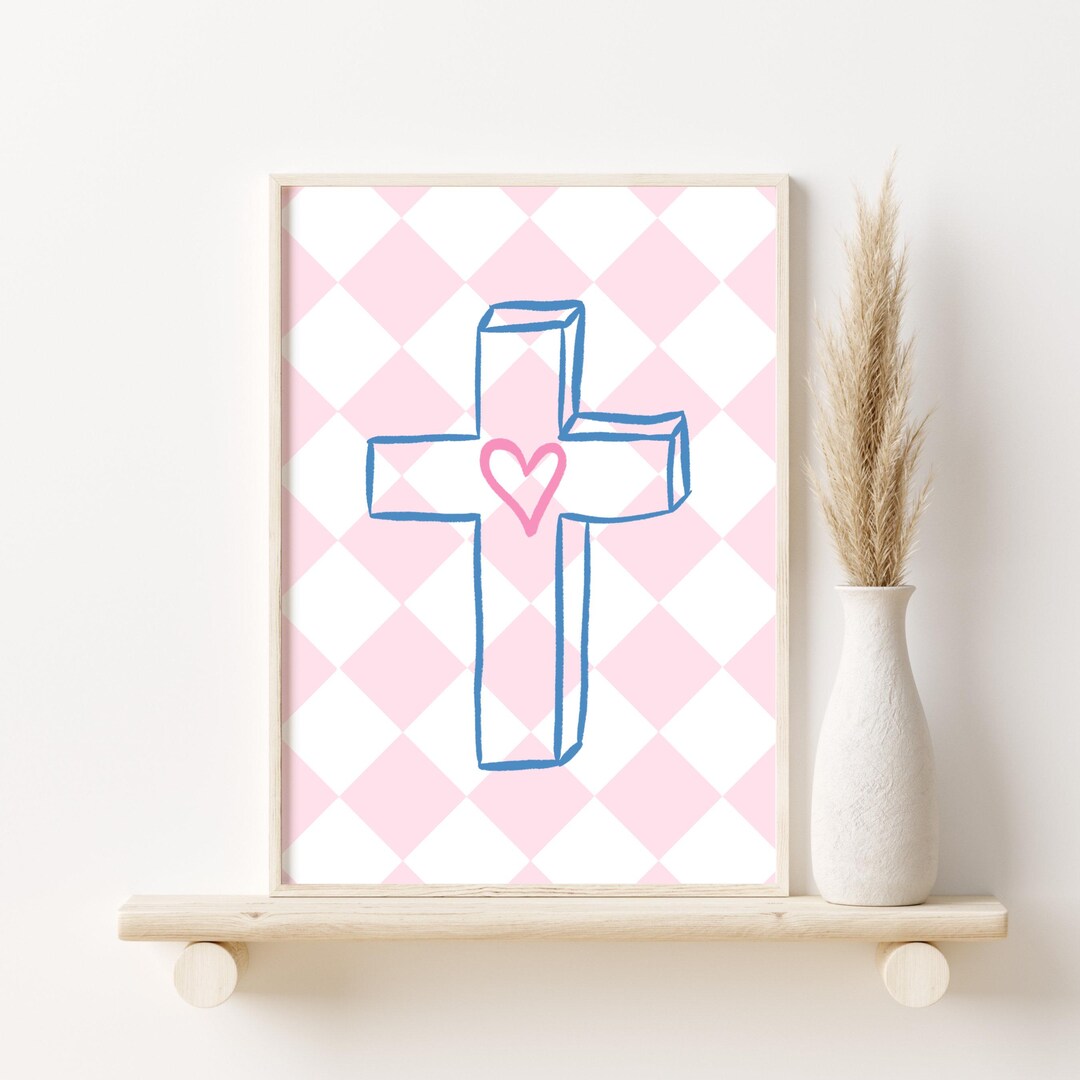 Pink Christian Pattern Pink Christian Wall Art, Trendy Christian Art, Bible Wall Art ...