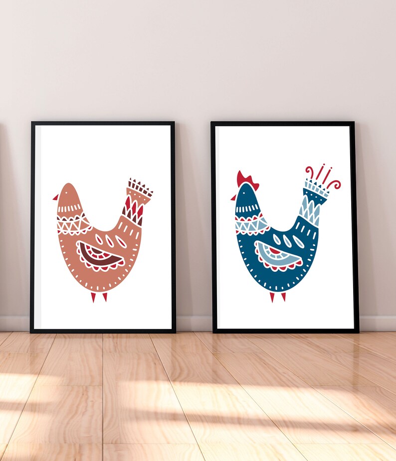 Chicken Print for Kitchen Decor Chicken Decor Modern Art Etsy