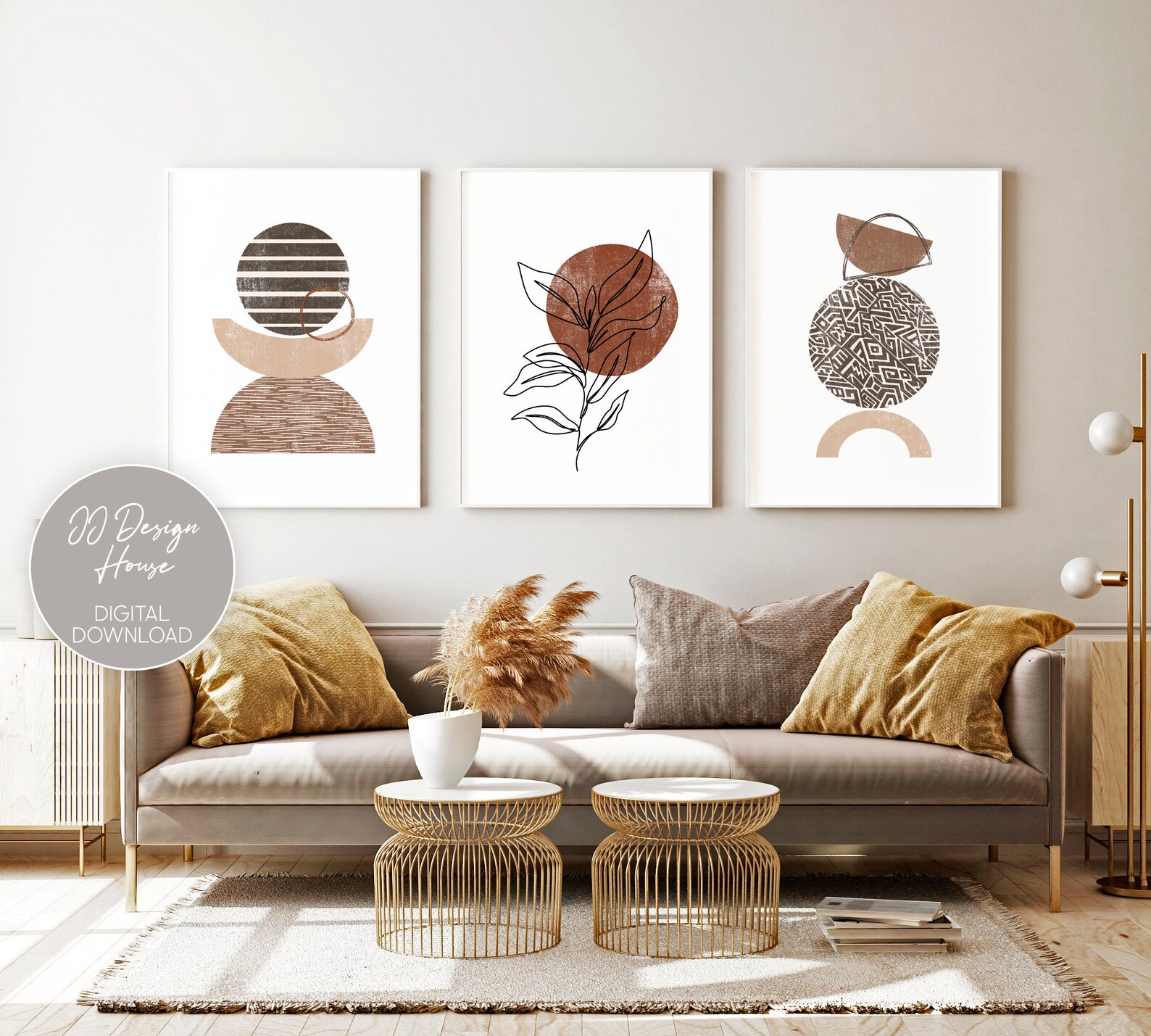 Boho Wall Art, Boho Decor Set of 3 Prints, Abstract Gallery Wall Set ...