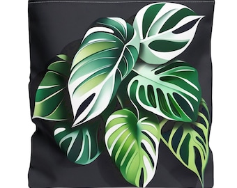 Monstera Tote Bag. Original art. Houseplant leaf design for variegated deliciosa albo adansonii obliqua swiss cheese aurea plant lovers.