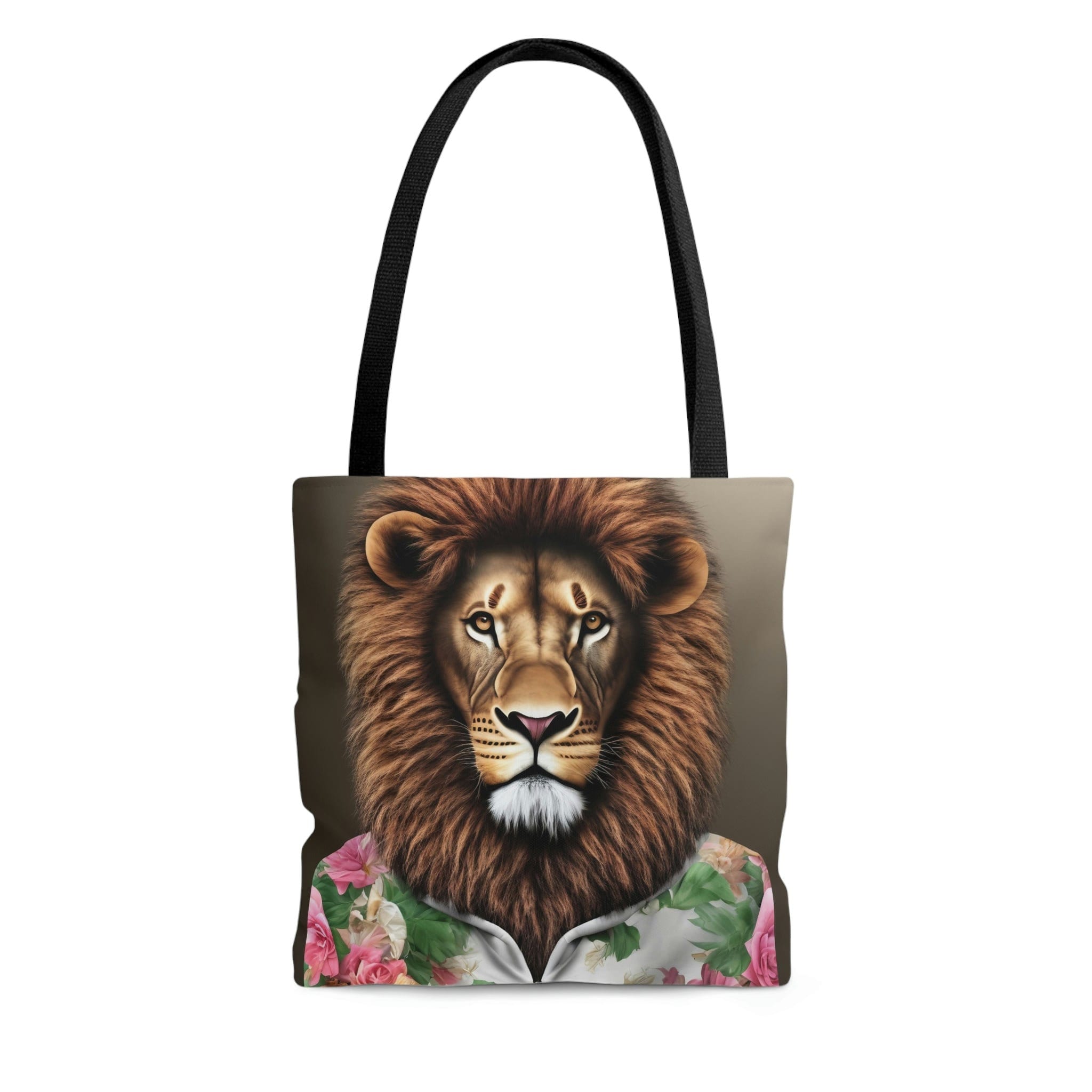 Leone che indossa una borsa con cappuccio Gucci. L illustrazione dal look ricamato con fiori e una borsa lavabile con estetica tote bag di design. Etsy Italia