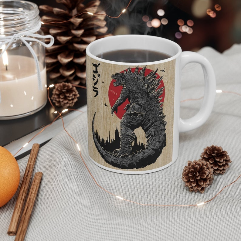 Godzilla Coffee Mug Japanese Mug Godzilla Japanese Coffee Etsy