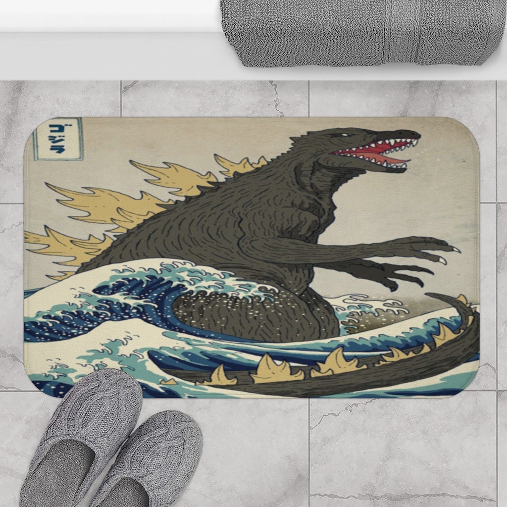Godzilla Bath Mat Japanese Bath Mat Godzilla Bathroom Etsy