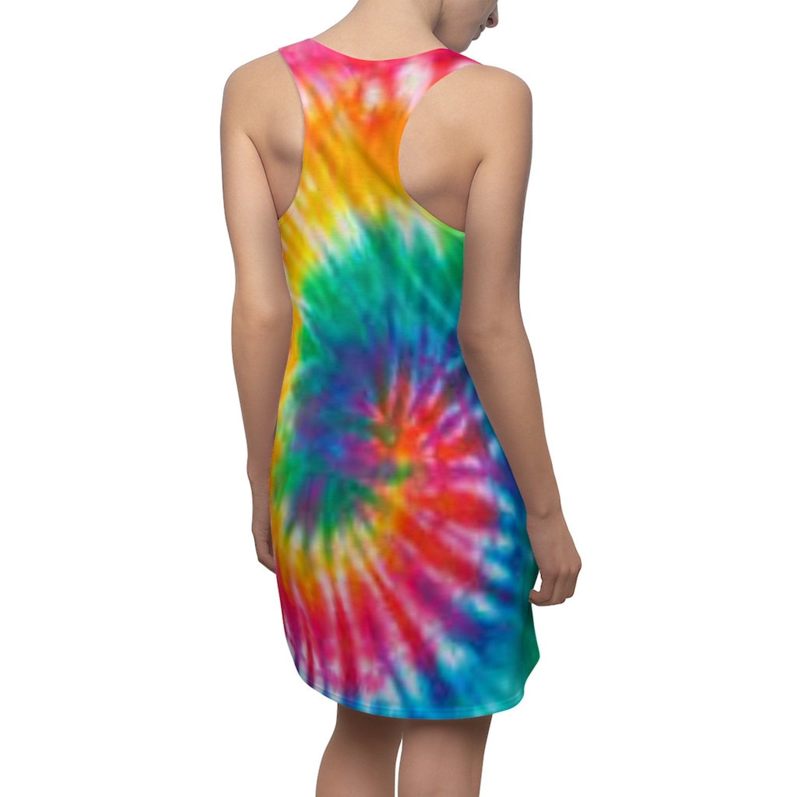 Tie Dye Tank Dress Colorful Tie Dye Mini Racerback Dress | Etsy