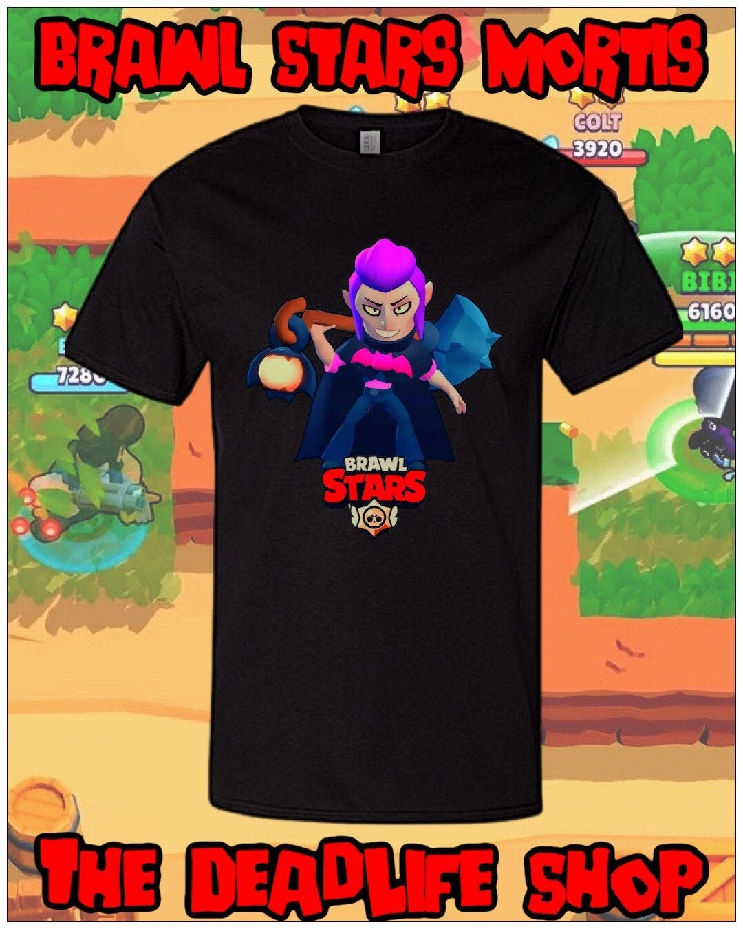 Brawl Stars Mortis T Shirt Dashing Assassin Video Game Etsy - origami mortis brawl stars