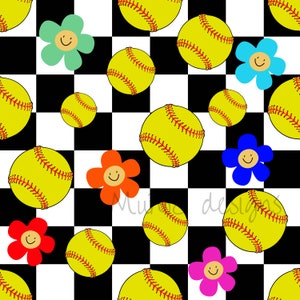 Softball seamless pattern, animal print happy face file