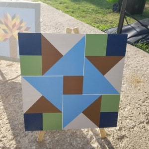2&#39;x2&#39; &quot;Earth Day&quot; Blue and Green Barn Quilt Outdoor Decor Barn Art