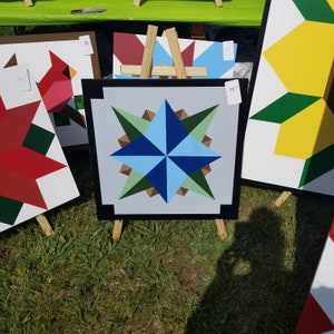 2&#39;x2&#39; Barn Quilt Blue and Green Exterior Decor