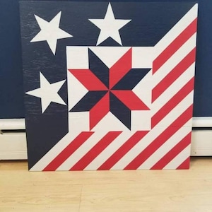 3x3 Barn Quilt &quot;Born on the 4th of July&quot; Patriotic Exterior Decor