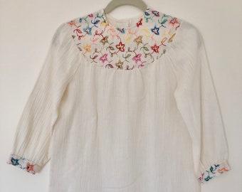 Lena Blouse // vintage 70s cotton embroidered bohemian tunic