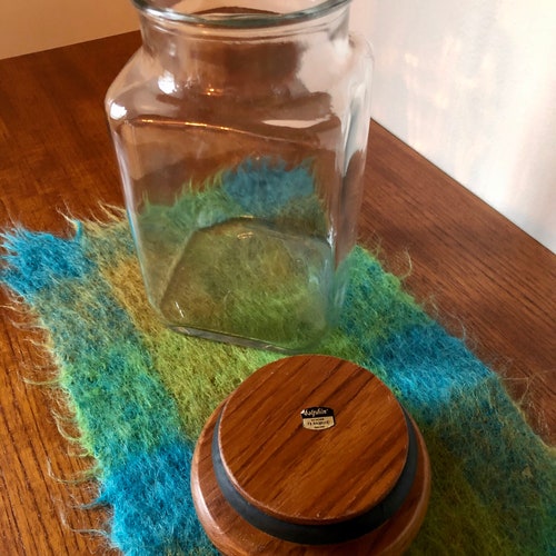 Danish Modern shops Teak Lid Glass Canister Solid Teak Wood and Glass Apothecary Jar