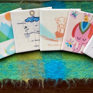 Cheerful Vintage Graphics Ceramic Tile Coaster Set