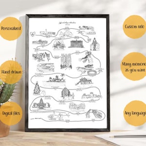 Carte personnalisée de voyage relationnelle, cadeau d'anniversaire, carte personnalisée pour couples, cadeau d'anniversaire de mariage, carte de souvenirs, fichier en téléchargement numérique